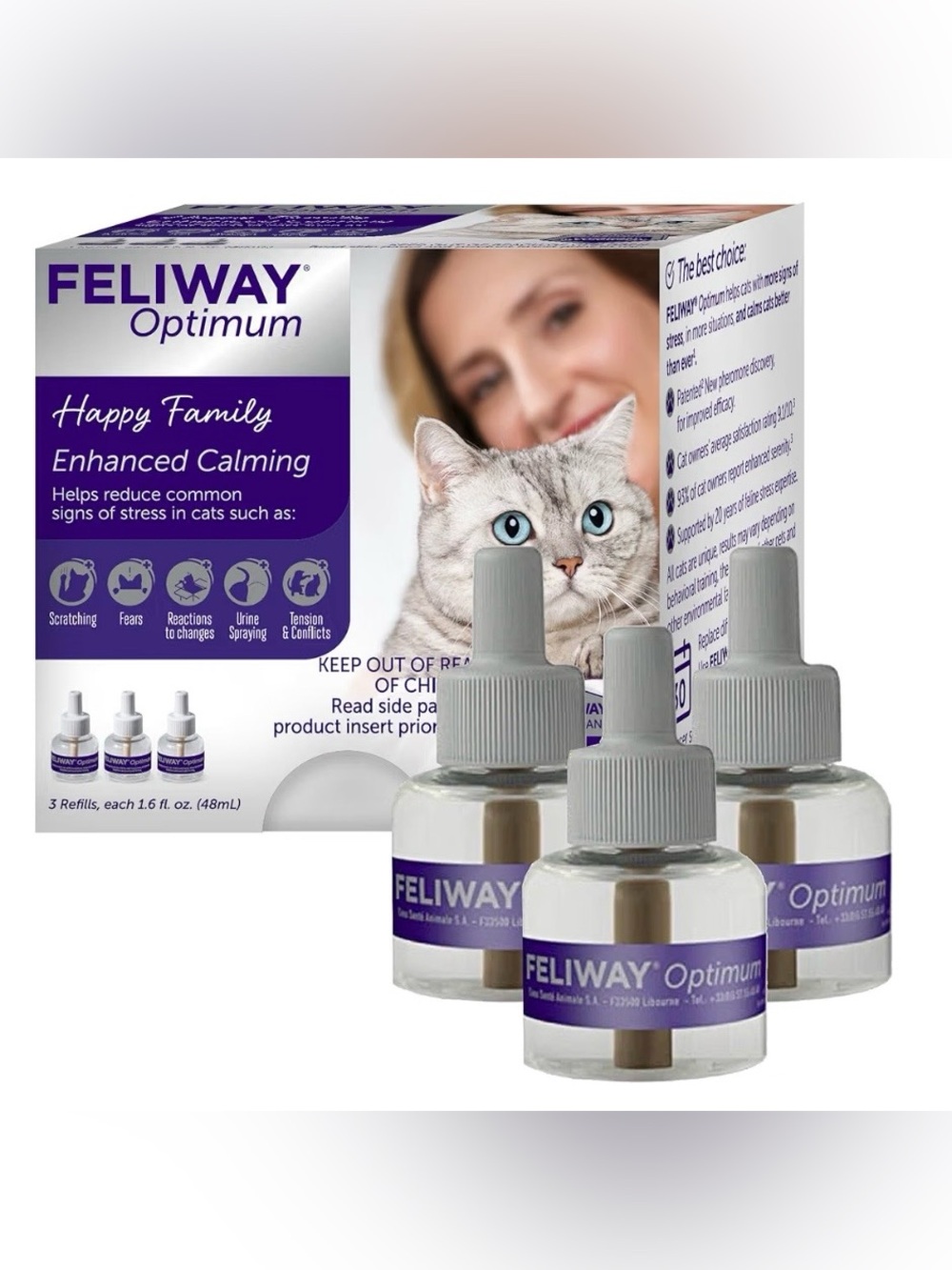 FELIWAY Optimum Cat Calming Pheromone Diffuser Refills 3 Pack 48mL EXP: 9/28